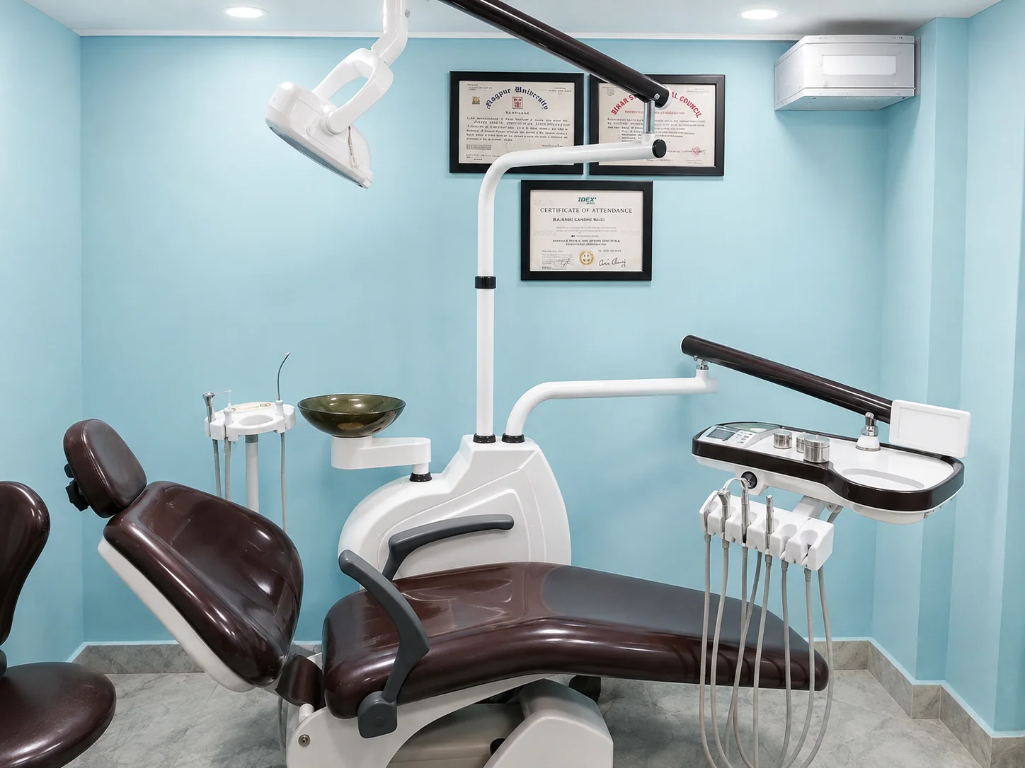 Treatment room at Maa Shila Devi Dant Aspatal with dental chair and equipment